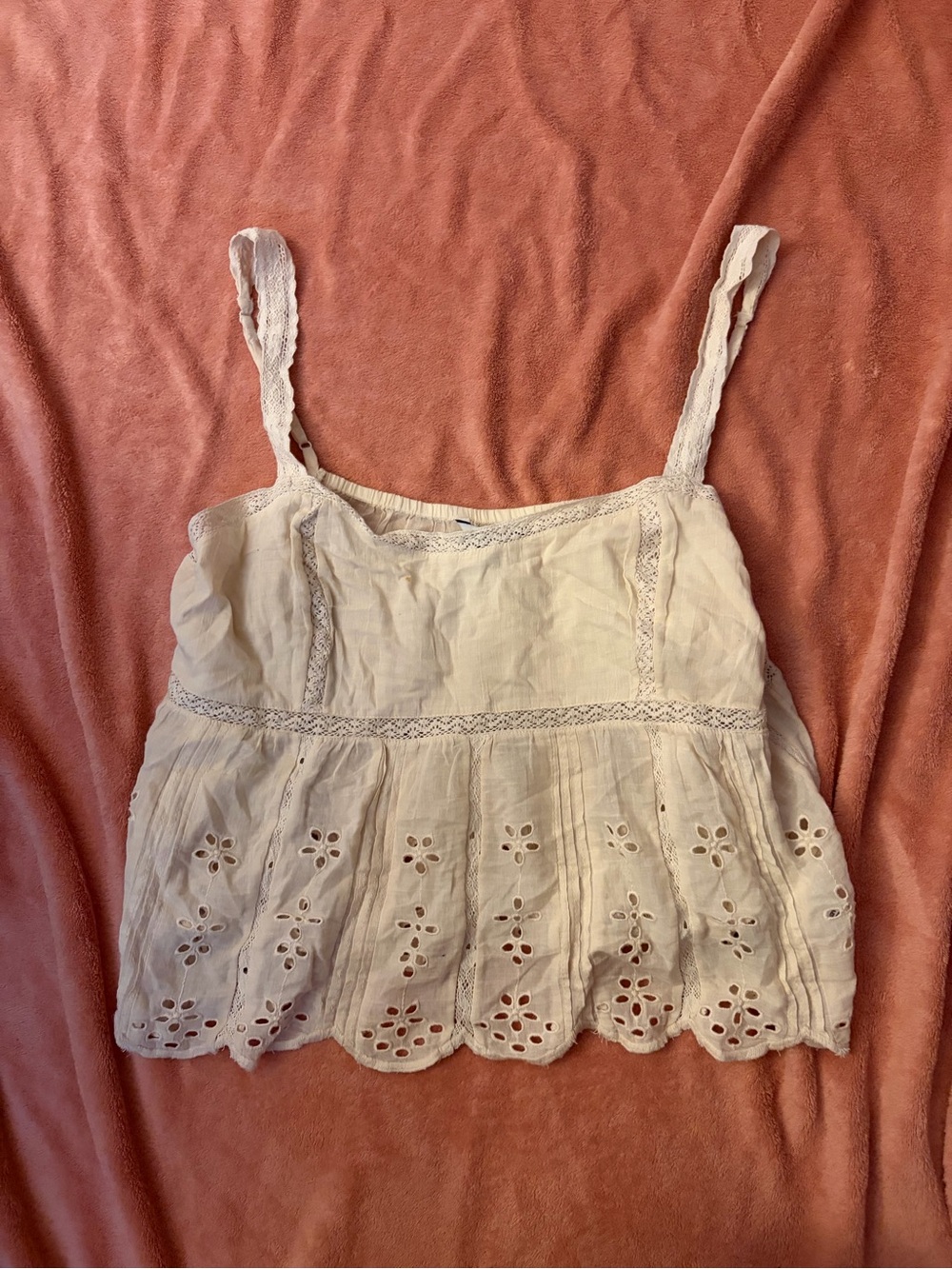 American Eagle Outfitters Cream Eyelet Lace Babydoll Camisole